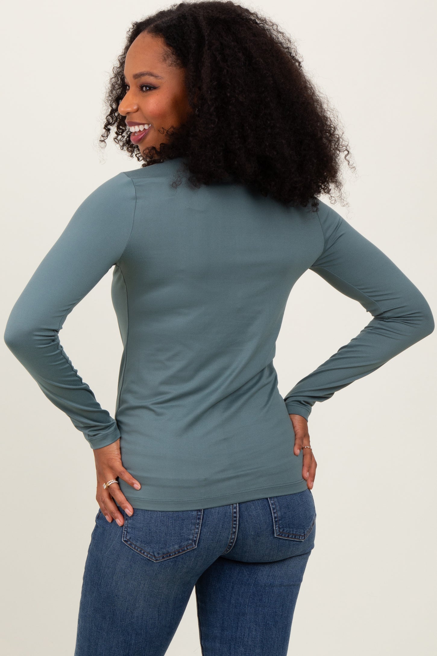 Dusty Jade Basic Long Sleeve Top