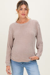 Beige Chenille Knit Maternity Sweater