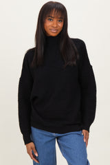 Black Ribbed Knit Turtleneck Dolman Sleeve Maternity Sweater