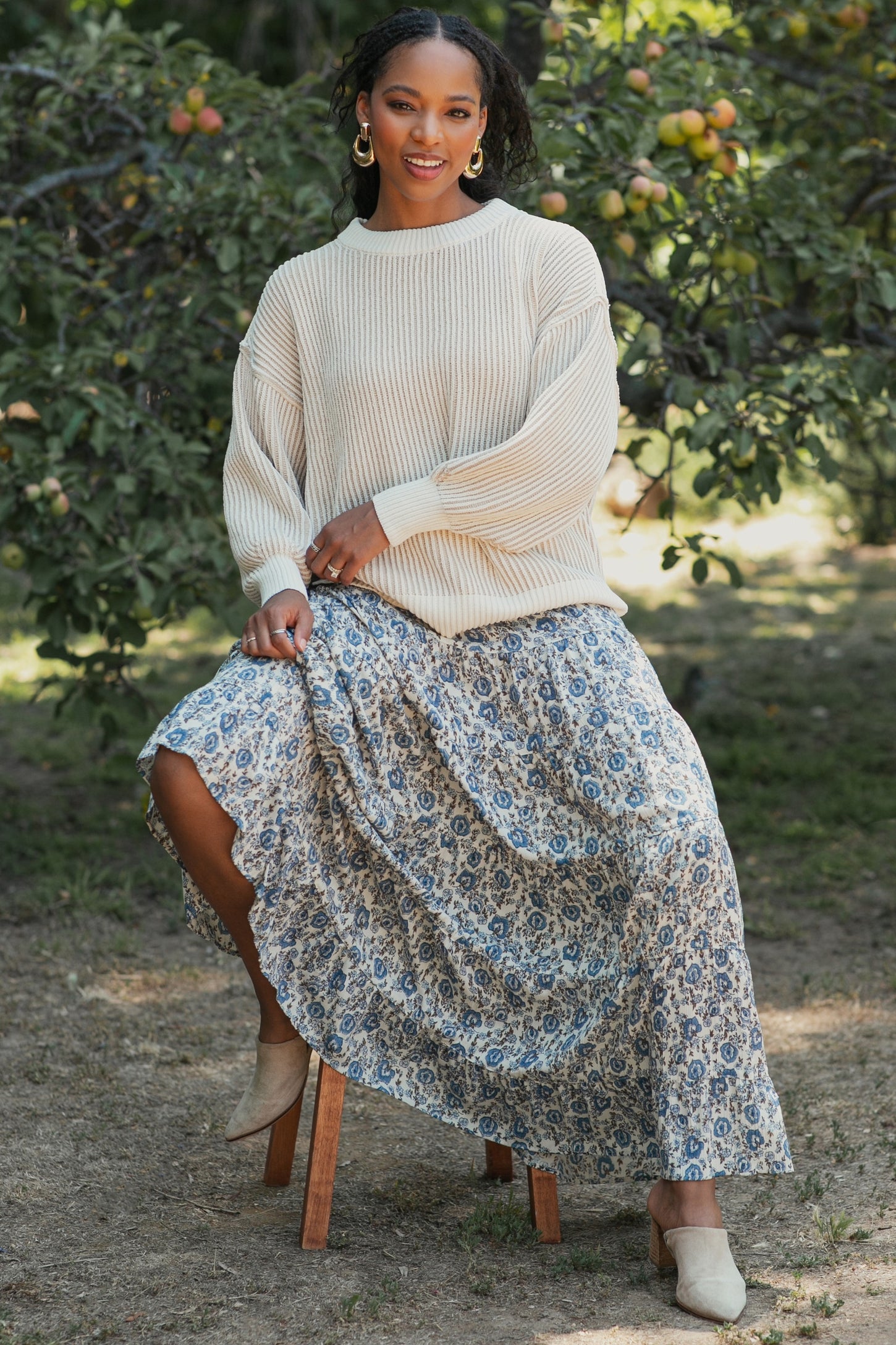 Taupe Ribbed Balloon Sleeve Sweater