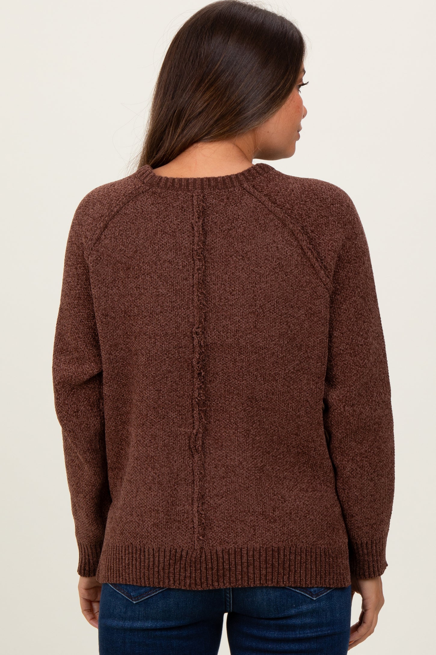 Brown Raglan Knit Maternity Sweater