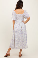 Lavender Floral Front Tie Midi Dress