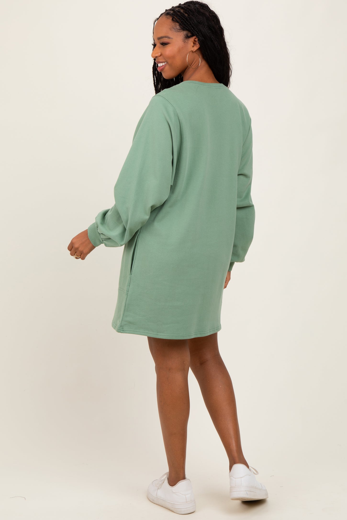 Light Olive Ultra Soft Sweatshirt Dress