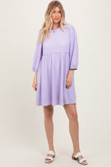 Lavender Knit Ruffle Trim Maternity Dress
