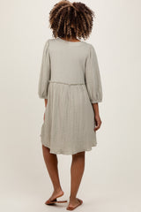 Sage Knit Ruffle Trim Maternity Dress
