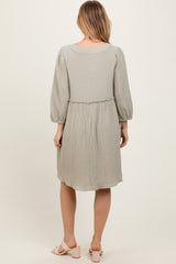 Sage Knit Ruffle Trim Dress
