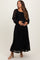 Black Lace Smocked Bubble Sleeve Maternity Maxi Dress