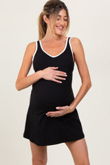 Black Contrast Trim Maternity Romper Dress