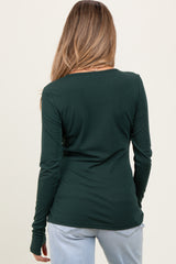 Forest Green Button Front Long Sleeve Maternity Top