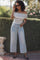 White Striped Off The Shoulder Sweater Top