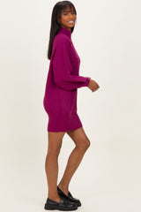 Magenta Mock Neck Sweater Mini Dress