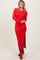 Red Ruched Tie Side Slit Midi Dress