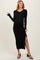 Black Ruched Tie Side Slit Maternity Midi Dress