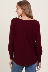 Burgundy Premium Basic Cuffed Loose Fit Top