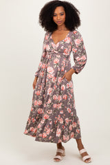 Mauve Blush Sweetheart Neckline Maternity Maxi With Side Pockets