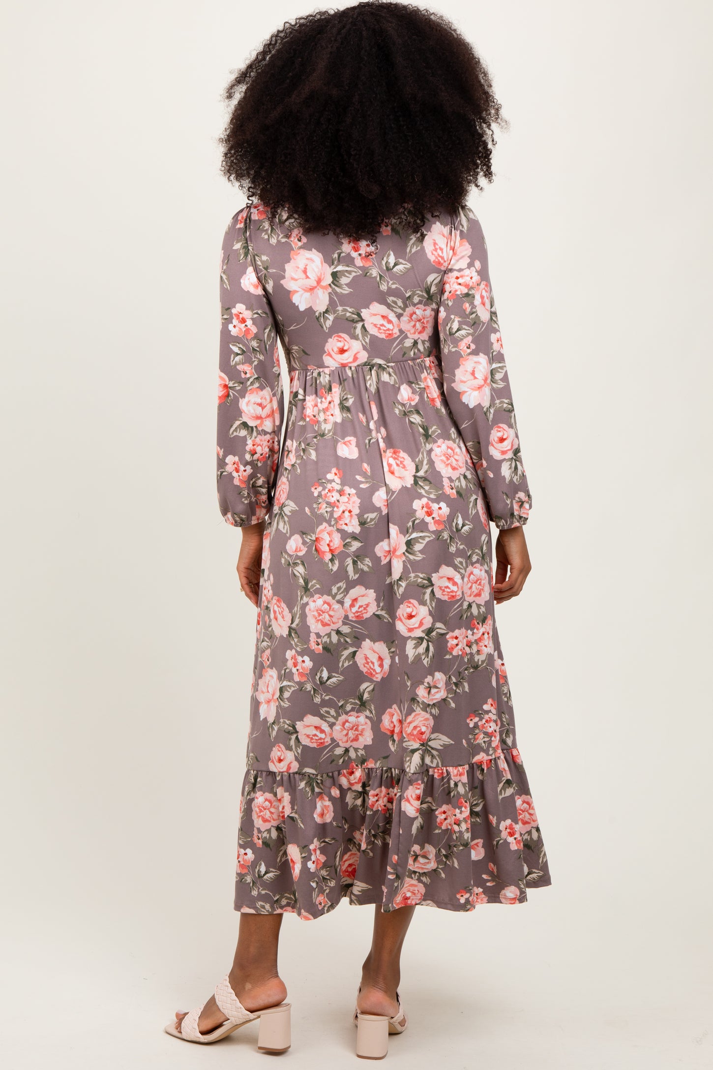 Mauve Blush Sweetheart Neckline Maxi With Side Pockets
