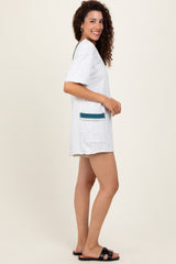 Heather Grey Cotton Terry Contrast Band Short Romper