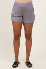 Taupe Basic Rounded Hem Maternity Shorts