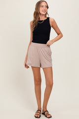 Beige Basic Rounded Hem Shorts