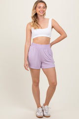 Lavender Basic Rounded Hem Maternity Shorts