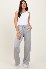 Heather Grey Straight Leg Drawstring Maternity Sweatpants