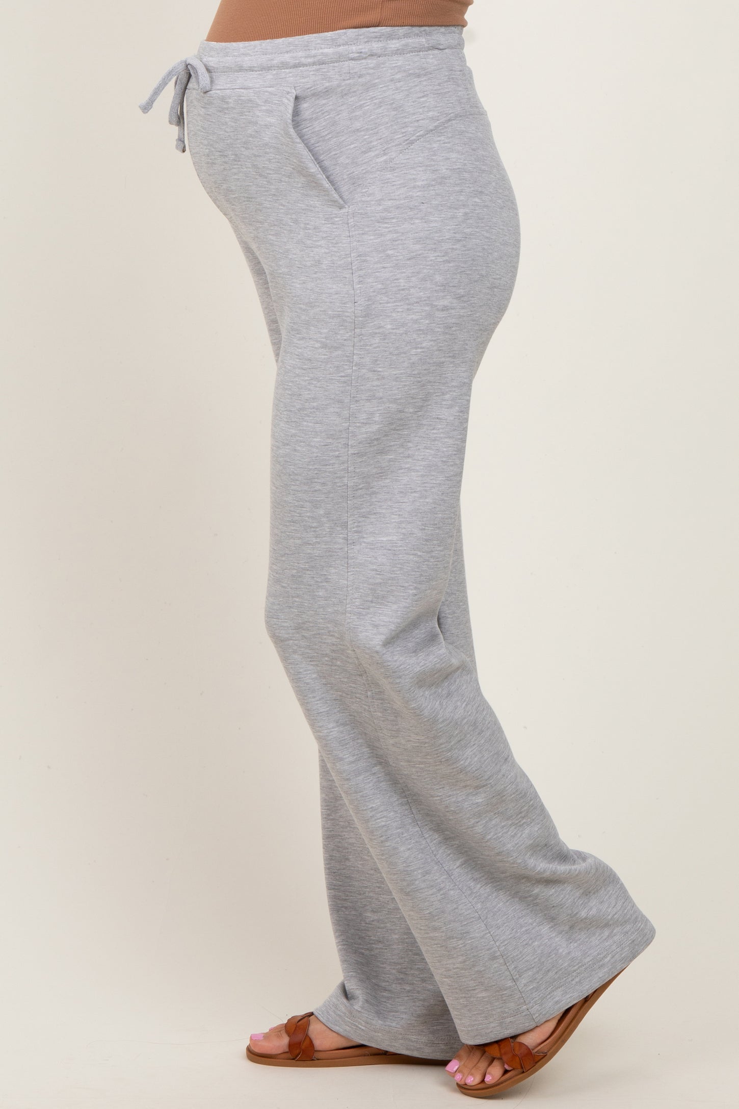 Heather Grey Straight Leg Drawstring Maternity Sweatpants