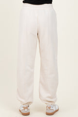 Cream Drawstring Relaxed Fit Sweatpants