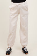 Cream Drawstring Relaxed Fit Maternity Sweatpants