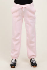 Light Pink Drawstring Relaxed Fit Maternity Sweatpants