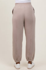 Light Mocha Drawstring Relaxed Fit Maternity Sweatpants