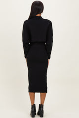 Black Bodycon Dress And Sweater Set