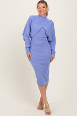 Periwinkle Bodycon Dress And Sweater Maternity Set