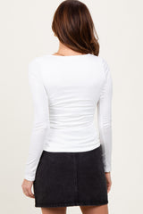 White Square Neck Long Sleeve Top