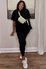 Black Oversized Crewneck Short Sleeve and Legging Set