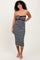 Black Striped Knit Strapless Midi Dress