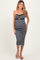 Black Striped Knit Strapless Maternity Midi Dress