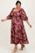 Burgundy Floral Textured Plus Midi Dress