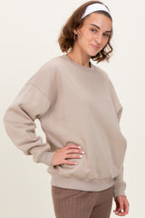 Beige Basic Fleece Crewneck Sweatshirt