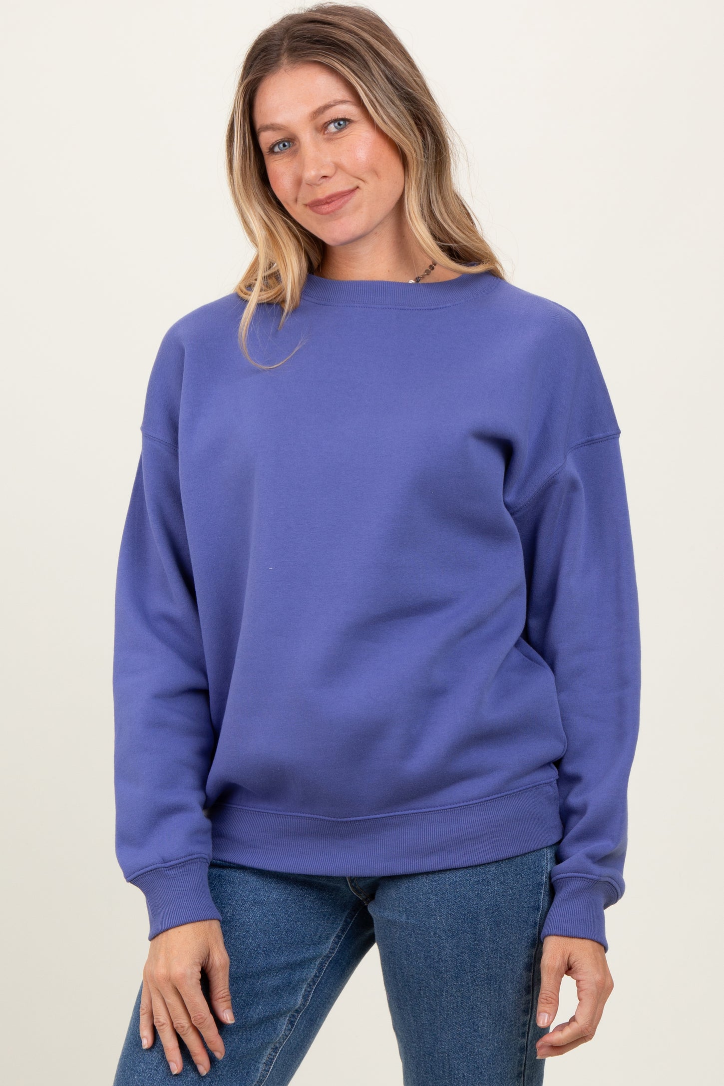 Periwinkle Basic Fleece Crewneck Sweatshirt