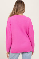 Pink Diamond Knit Button Detail Maternity Sweater