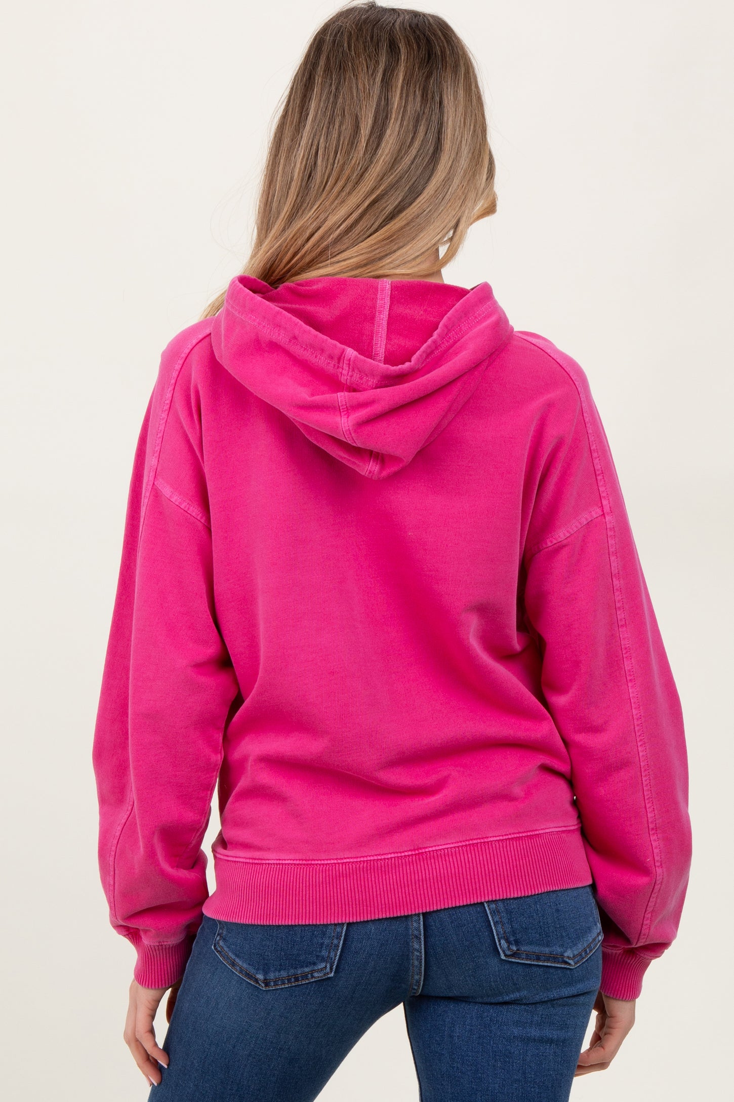 Fuchsia French Terry Hooded Maternity Sweatshirt