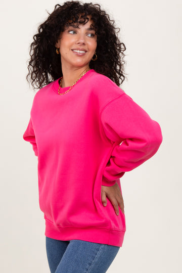 Fuchsia Basic Fleece Crewneck Sweatshirt