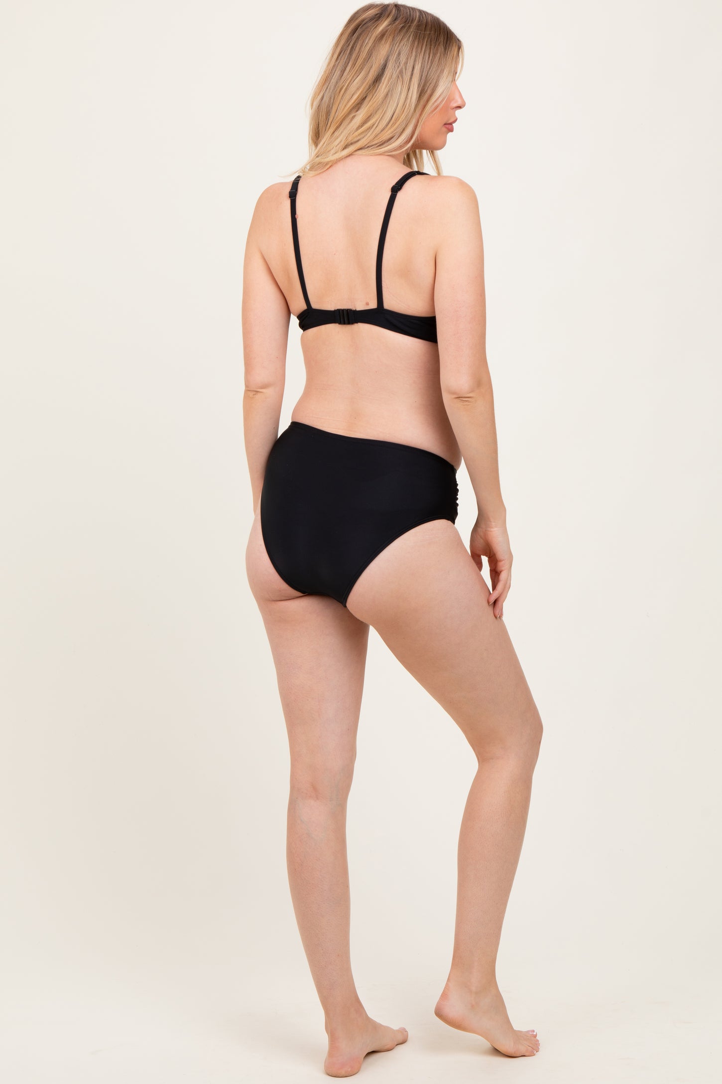 Black Crochet Detail Double Strap Maternity Bikini Set