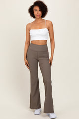 Mocha Ribbed Split Flare Leggings