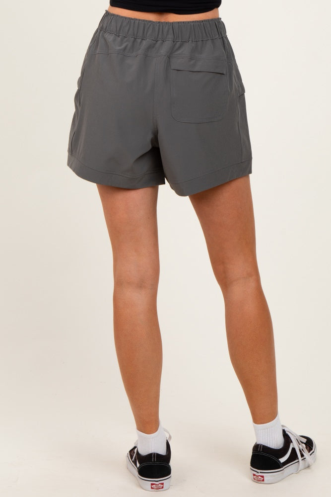 Olive Green Elastic Cargo Shorts