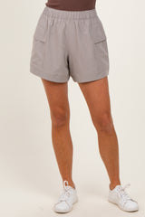 Taupe Elastic Cargo Shorts