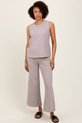 Light Mocha Slub Knit Pants Set