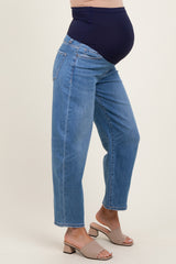 Blue Classic Wash Barrel Leg Maternity Jeans