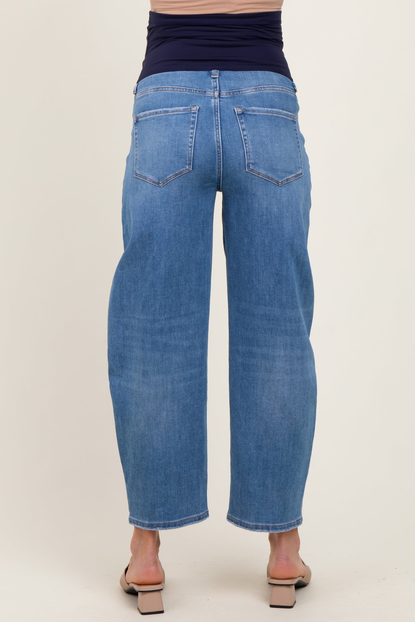 Blue Classic Wash Barrel Leg Maternity Jeans
