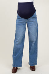 Blue Trouser Hem Wide Leg Maternity Jeans
